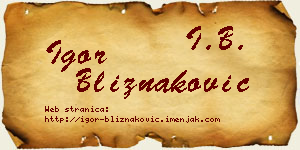 Igor Bliznaković vizit kartica